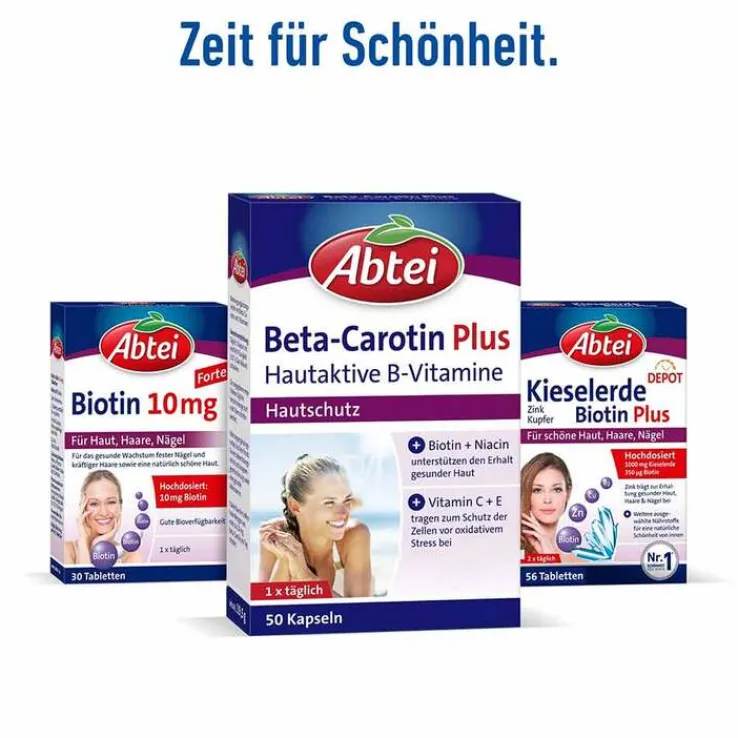 Abtei Beta-Carotin Plus Hautaktive B-Vitamine Kapseln , 50 St