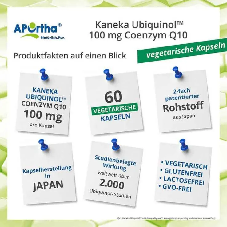 Aportha Kaneka Ubiquinol 100mg Coenzym Q10 vegetarische Kapseln, 60 St