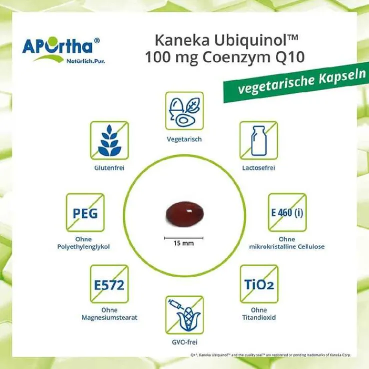 Aportha Kaneka Ubiquinol 100mg Coenzym Q10 vegetarische Kapseln, 60 St