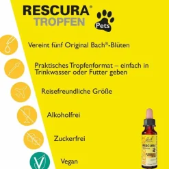 Bachblüten Original Rescura Pets Tropfen alkoholfrei vet. (für Tiere), 10 ml