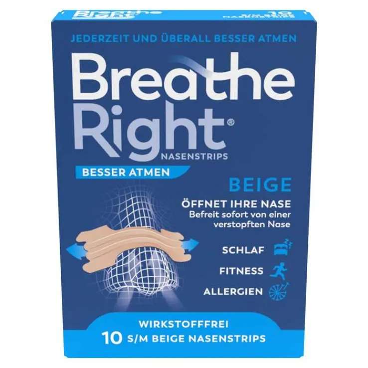 Besser Atmen Breathe Right® Nasenpflaster normal beige, 10 St