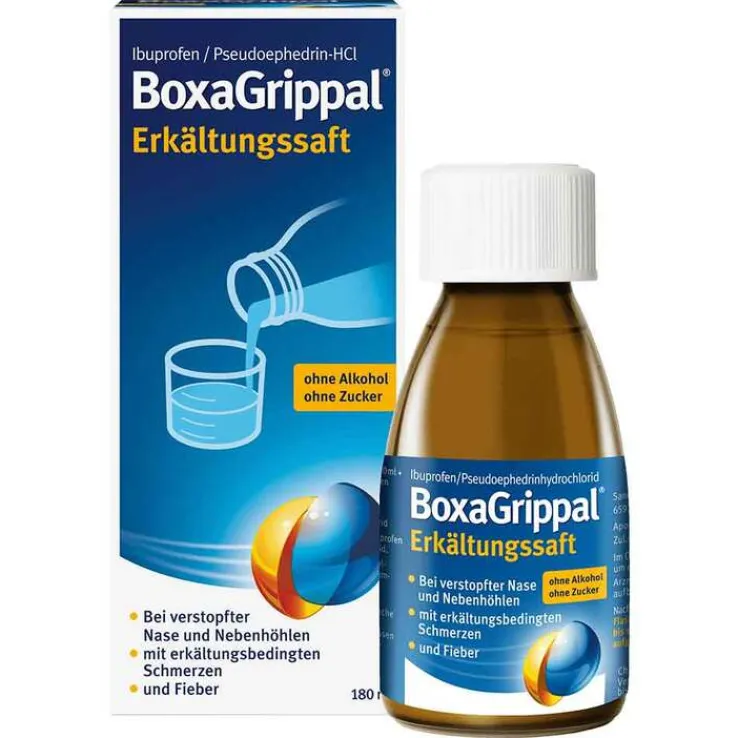BoxaGrippal Erkältungssaft 200 mg/10 ml + 30 mg/10 ml, 180 ml