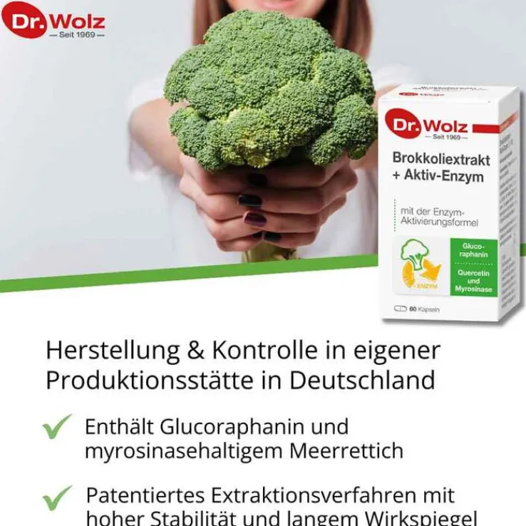 Brokkoliextrakt + Aktiv-Enzym Dr. Wolz magensaftresistent Kapseln , 60 St