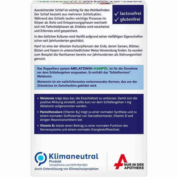 Doppelherz Melatonin + Hanföl system Kapseln, 30 St