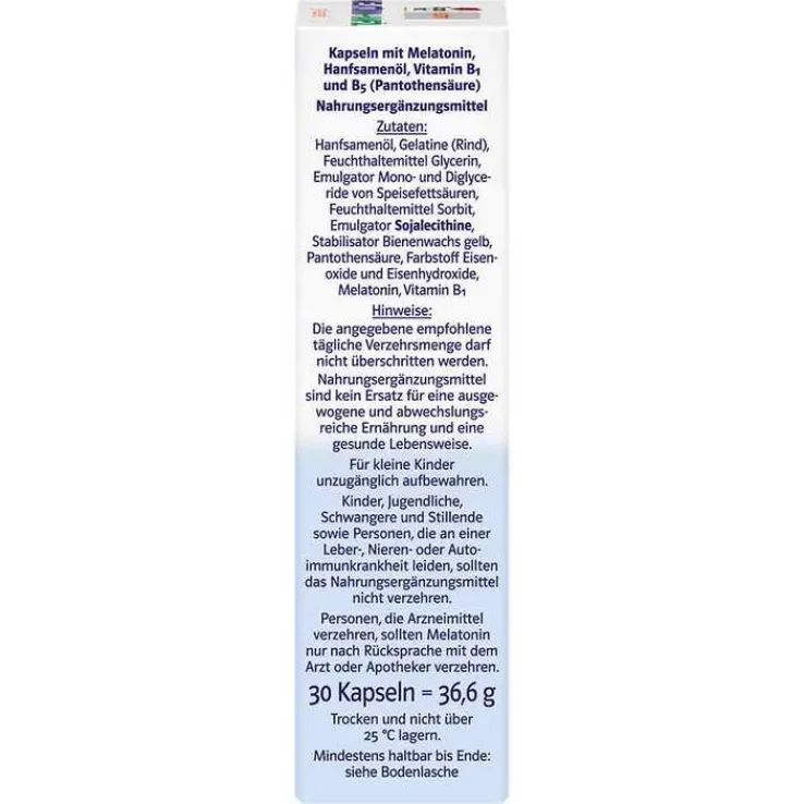 Doppelherz Melatonin + Hanföl system Kapseln, 30 St