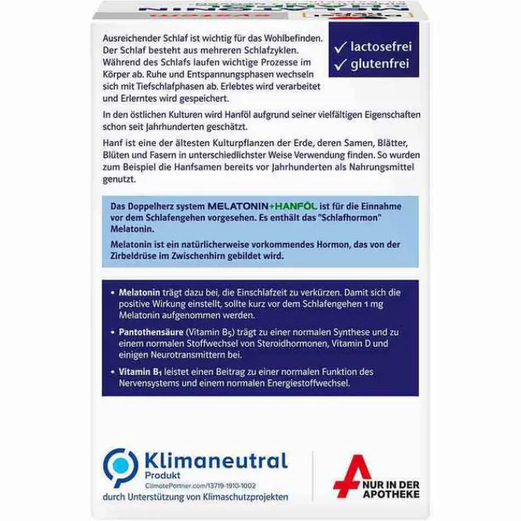 Doppelherz Melatonin + Hanföl system Kapseln, 60 St