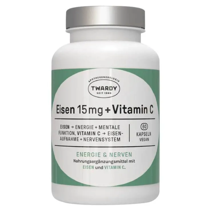 Eisen 15 mg + Vitamin C vegan Kapseln, 60 St