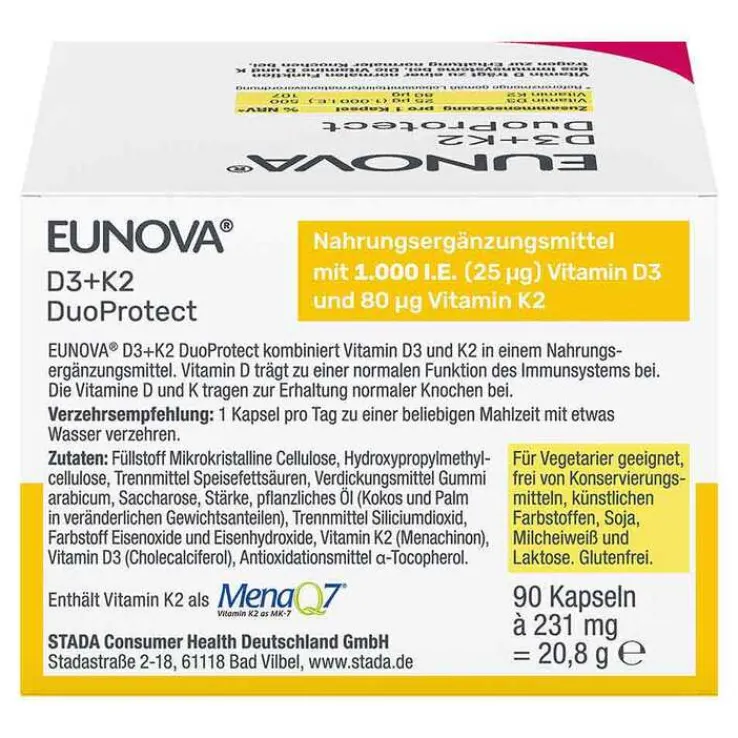 Eunova Duoprotect D3 + K2 1000 I.E. / 80 µg Kapseln, 2X90 St