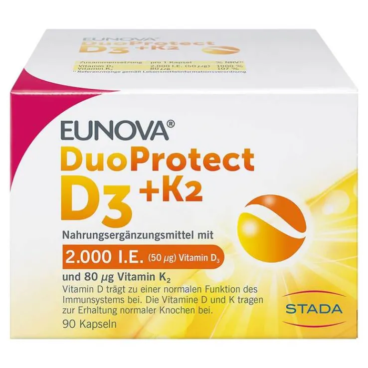 Eunova Duoprotect D3 + K2 2000 I.E. / 80 µg Kapseln, 90 St