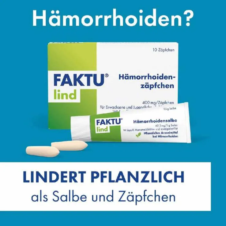 FAKTU lind Hämorrhoidenzäpfchen mit Hamamelis, 25 St