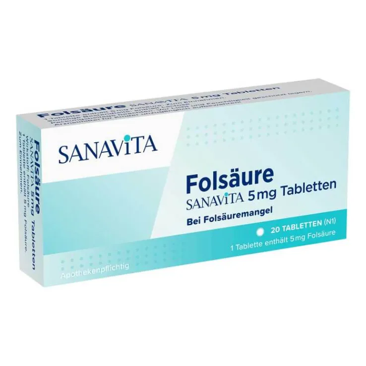 Folsäure Sanavita 5 mg Tabletten, 20 St