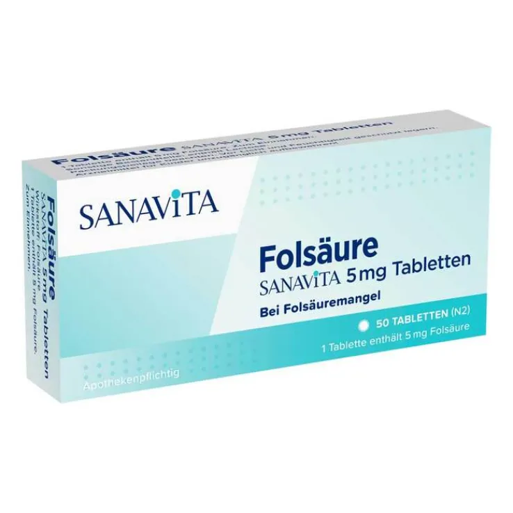 Folsäure Sanavita 5 mg Tabletten, 50 St