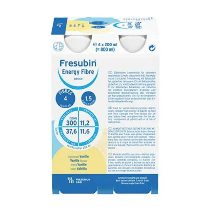 Fresubin Energy Fibre Drink Vanille Trinkflasche, 4X200 ml