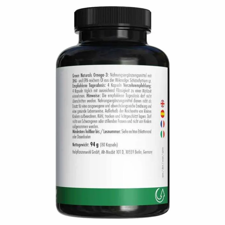 Green Naturals Omega-3 Kapseln 1835 mg vegan + DHA, 80 St