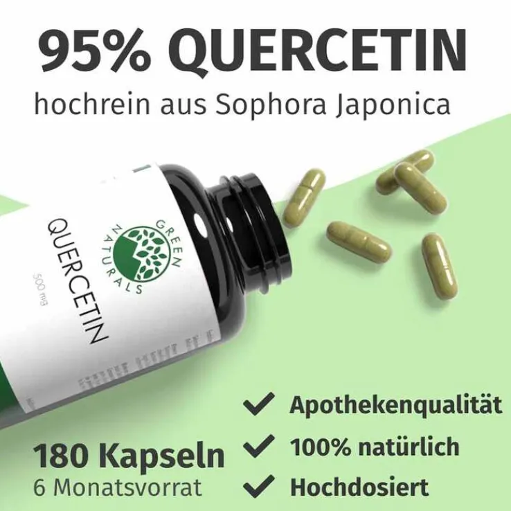 Green Naturals Quercetin 500 mg hochdosiert Kapseln , 180 St