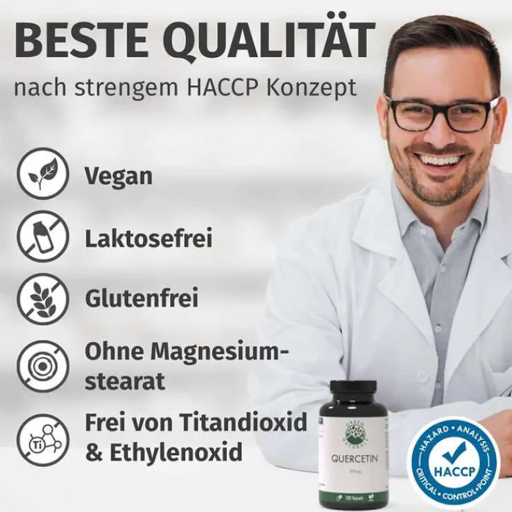 Green Naturals Quercetin 500 mg hochdosiert Kapseln , 180 St