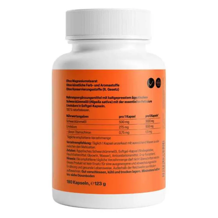 Ägyptisches Schwarzkümmelöl Kapseln 500 mg, 180 St