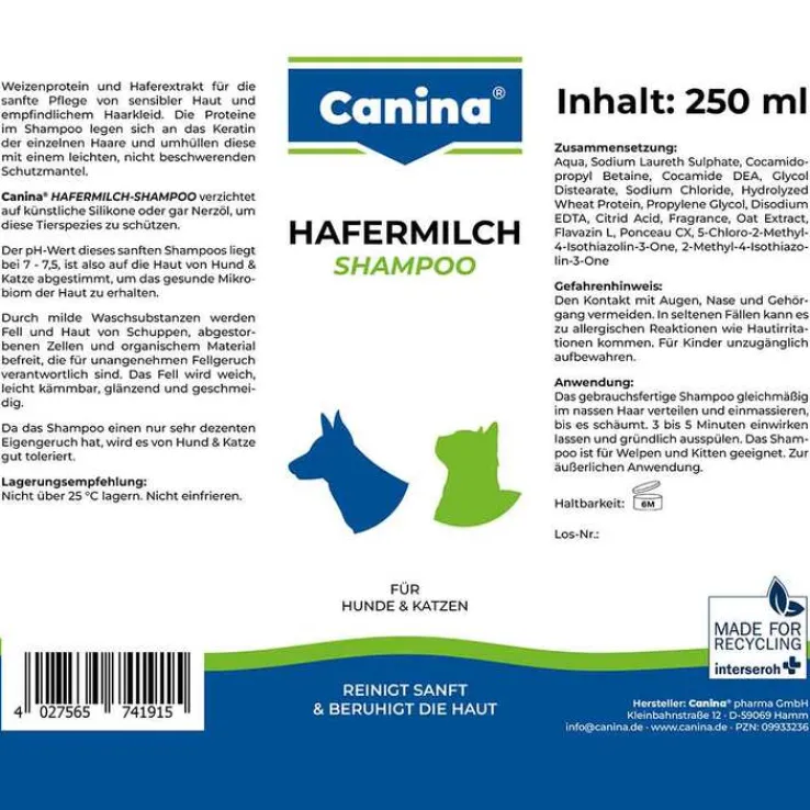 Hafermilch Shampoo vet. (für Tiere), 250 ml