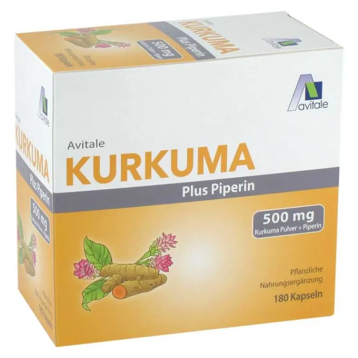 Kurkuma 500 mg + Piperin Kapseln, 180 St