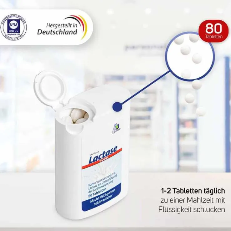 Lactase 7.000 FCC Tabletten im Spender, 80 St