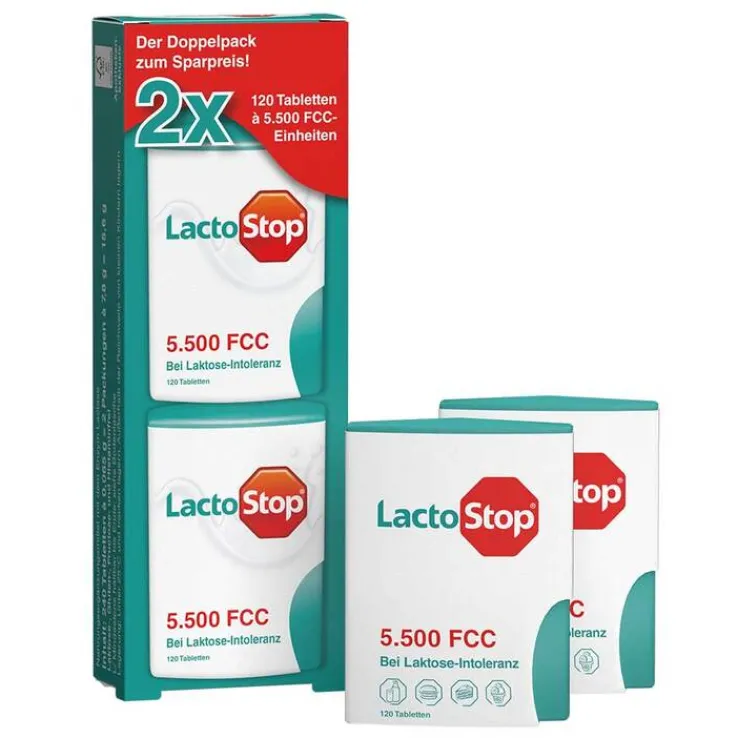 Lactostop 5.500 FCC Tabletten Klickspender Dop.Pa., 2X120 St