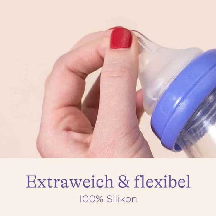 Lansinoh Glas Weithalsflasche 160 ml mit Sauger S, 1 St