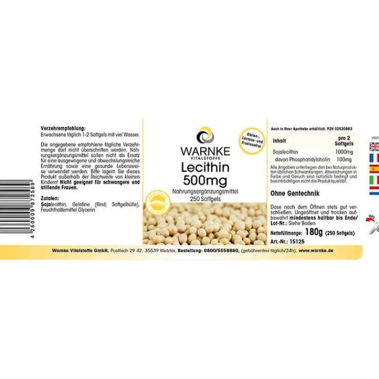 Lecithin 500 mg Kapseln, 250 St