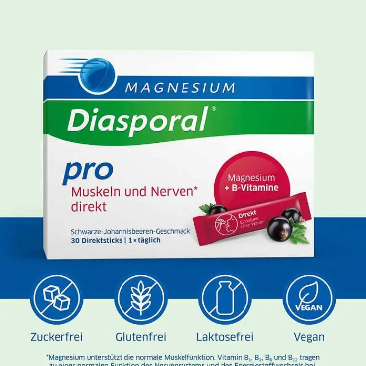 Magnesium Diasporal pro B-Vitamin-Komplex Muskeln + Nerven direkt Direktgranulat , 30 St