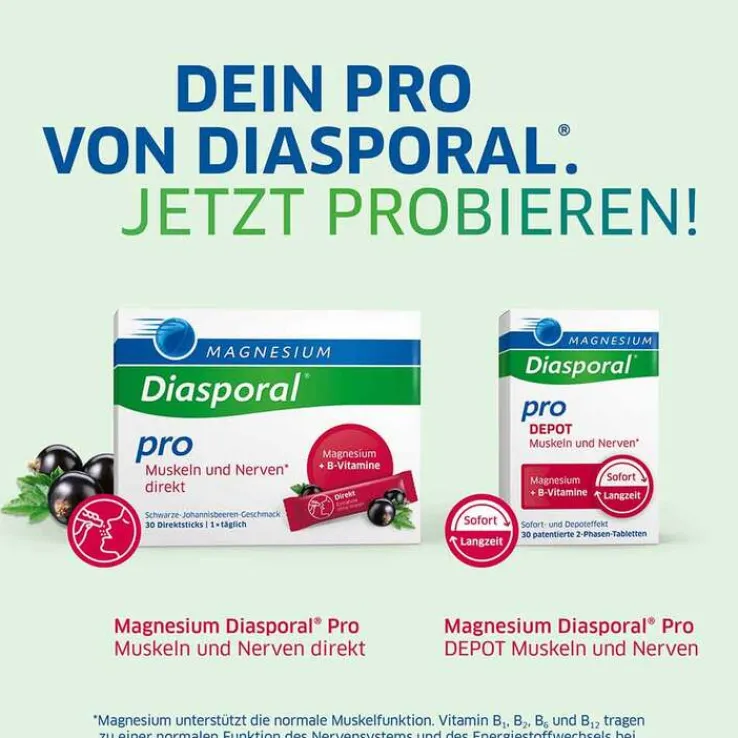 Magnesium Diasporal pro B-Vitamin-Komplex Muskeln + Nerven direkt Direktgranulat , 30 St