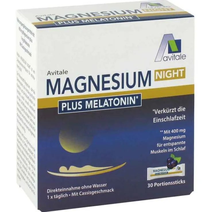 Magnesium Night plus 1 mg Melatonin Pulver, 30 St