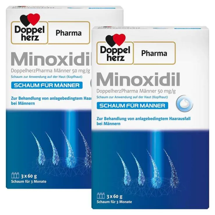 Minoxidil Doppelherzpharma Männer 50 mg / g Schaum, 2x3x60 g