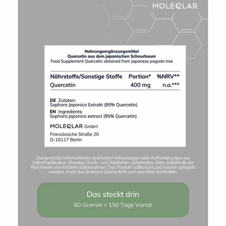 Moleqlar Quercetin Dihydrat Pulver, 60 g