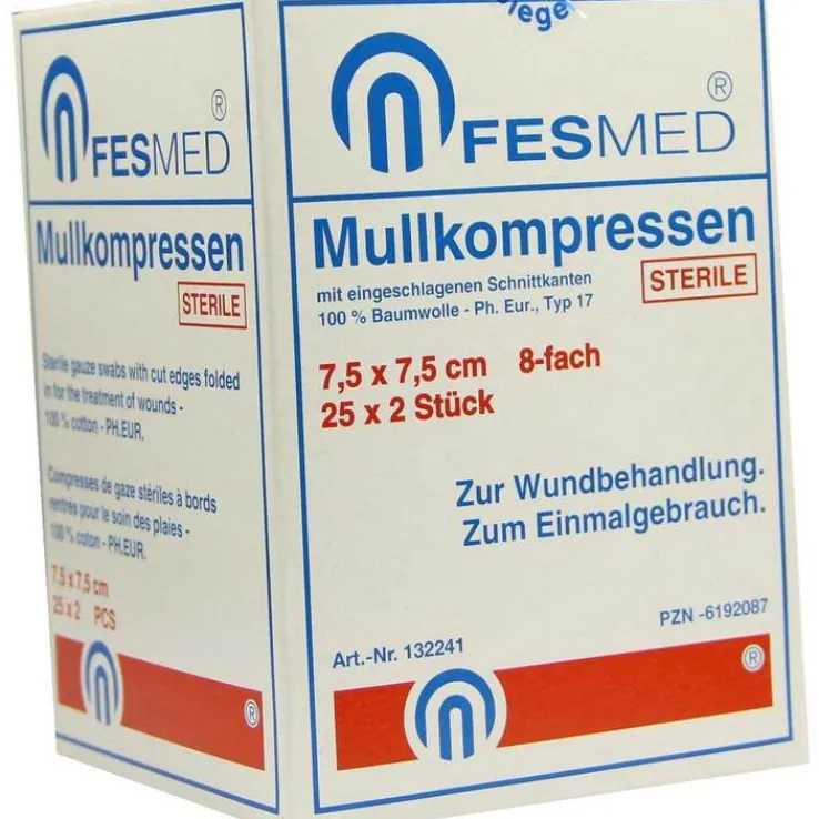 Mullkompressen ES 7,5x7,5 cm steril 8-fach, 25X2 St