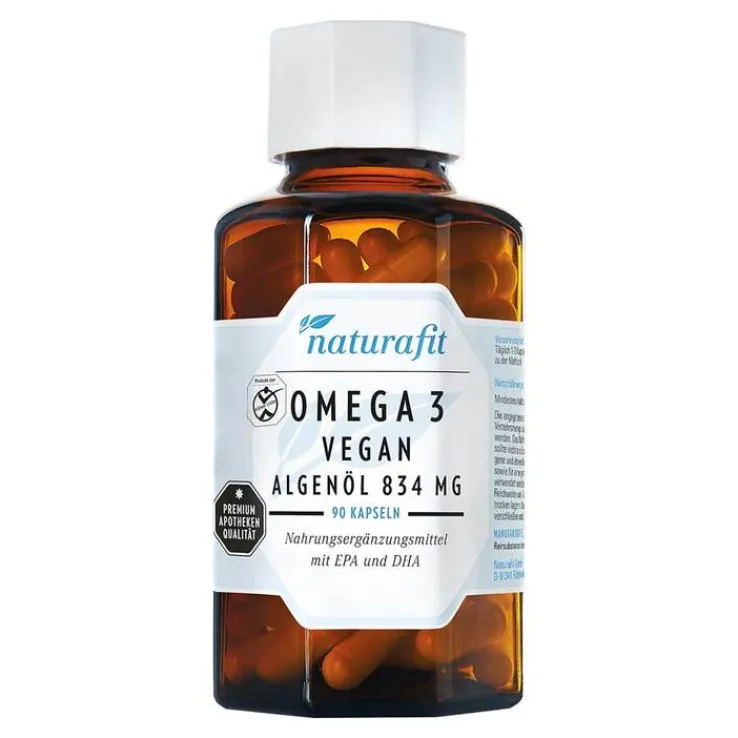 Naturafit Omega-3 vegan Algenöl 834 mg Kapseln, 90 St