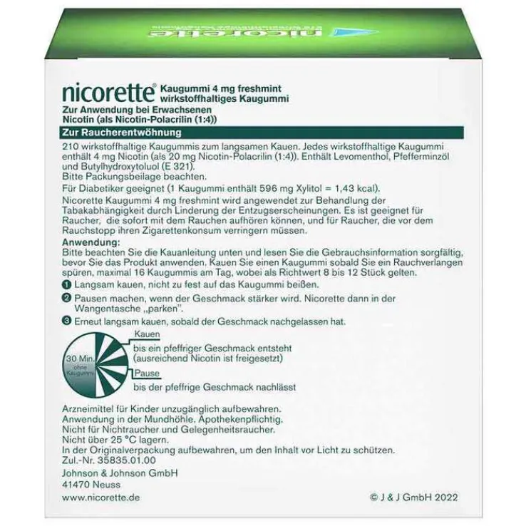 nicorette® Kaugummi freshmint, 4 mg Nikotin, 210 St