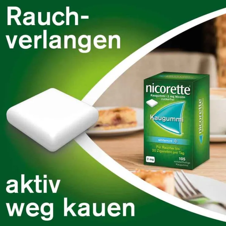 nicorette Kaugummi whitemint, 2 mg Nikotin, 105 St