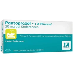 Pantoprazol – 1 A Pharma® 20 mg Zur Behandlung von Sodbrennen, 14 St