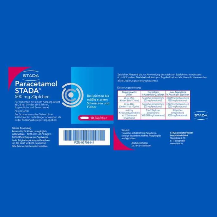 Paracetamol STADA® 500 mg Zäpfchen, 10 St
