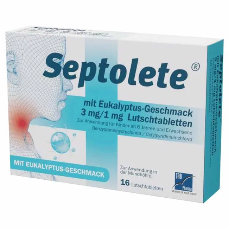 Septolete mit Eukalyptus-Geschmack 3 mg/1 mg Lutschtabletten, 16 St