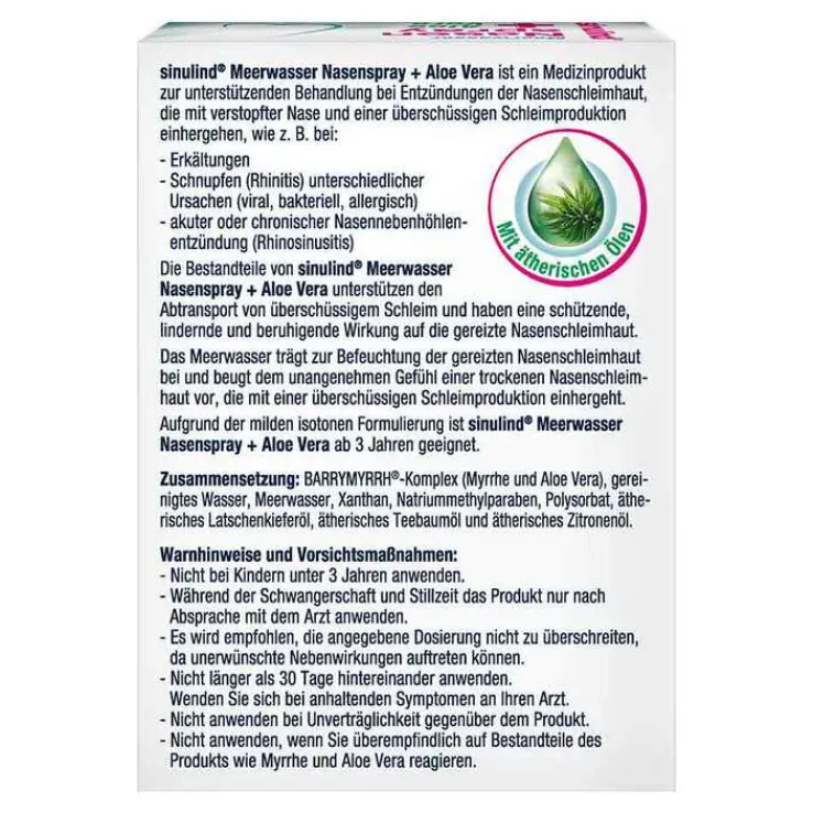 Sinulind Meerwasser Nasenspray + Aloe Vera, 20 ml