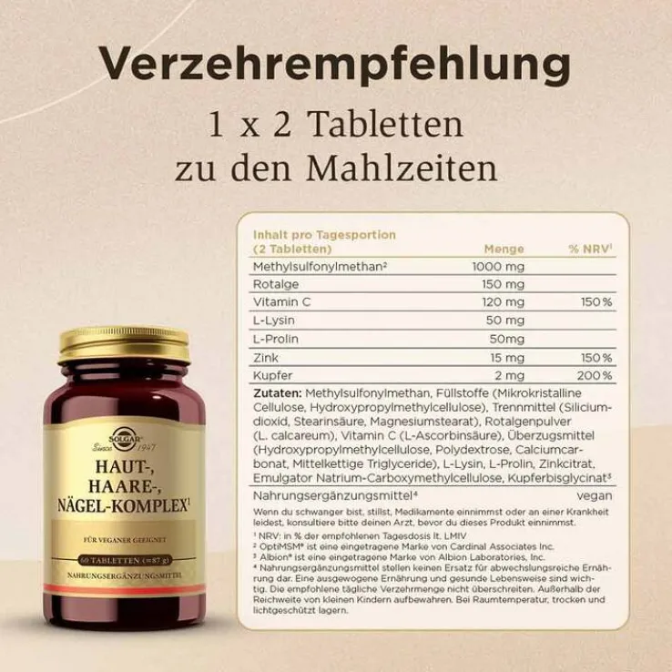 Solgar Haut Haare Nägel Komplex Tabletten, 60 St