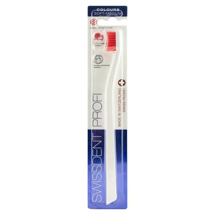 Swissdent Profi Colours Zahnbürste soft-medium weiß / rot, 1 St
