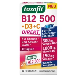Taxofit Energie B12 500 + D3 + C Direkt Granulat, 20 St