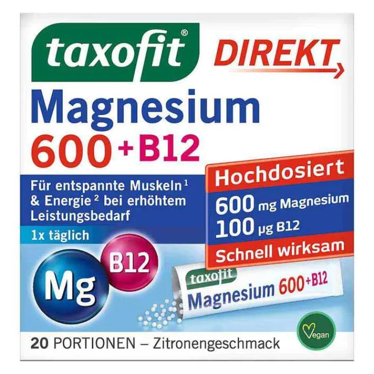 Taxofit Magnesium 600 + B12 Direkt Granulat, 20 St