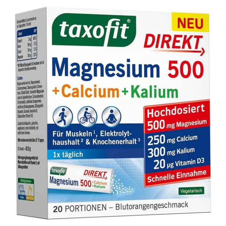 Taxofit Magnesium 500 + Calcium + Kalium Direkt Granulat , 20 St