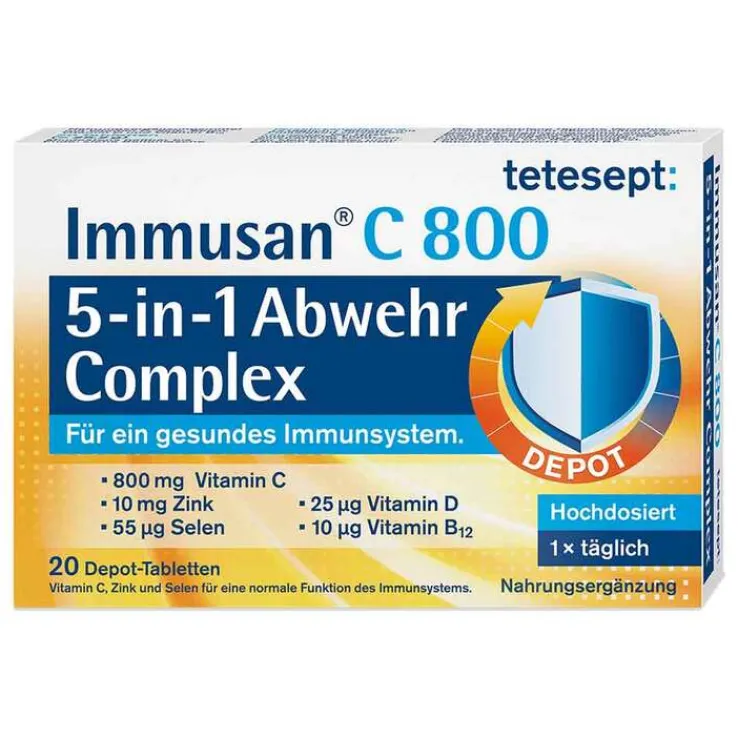 Tetesept Immusan C 800 5in1 Abwehr Complex Tabletten , 20 St