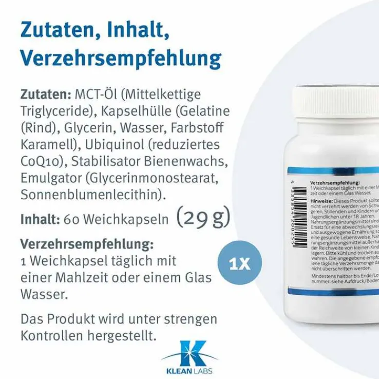 Ubiquinol Coenzym Q10 reduziert 100 mg Kapseln, 60 St