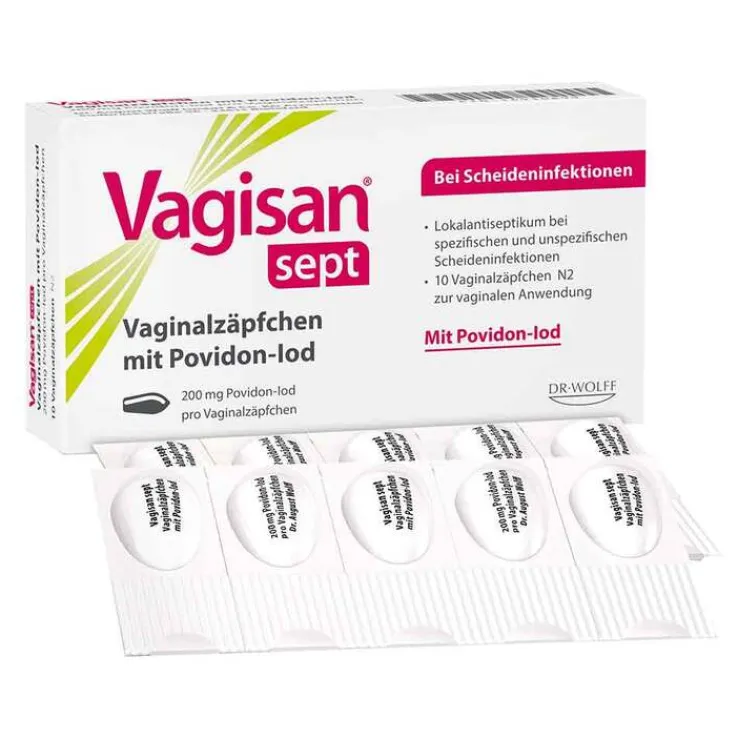 Vagisan sept Vaginalzäpfchen mit Povidon-Iod, 10 St