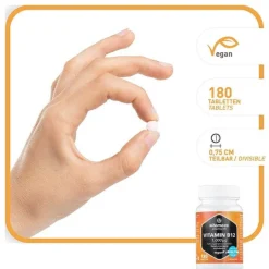 Vitamin B12 1.000 µg hochdosiert vegan Tabletten, 180 St