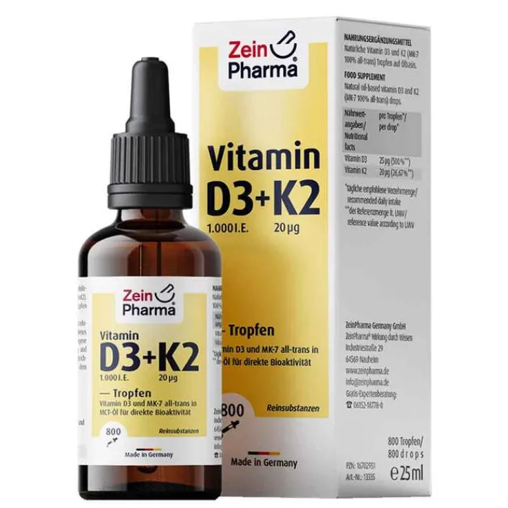 Vitamin D3 + K2 MK-7 Tropfen hochdosiert, 25 ml